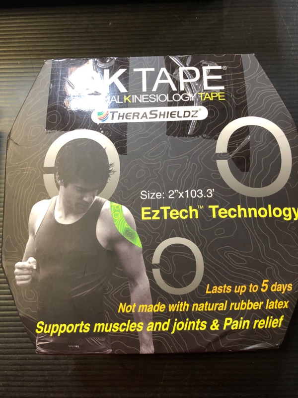 Photo 2 of (2in X 103 Feet) OK TAPE PRO Bulk Kinesiology Tape, Original Elastic Latex Free Kinesiology Therapeutic Tape, Free Cut Printed Black