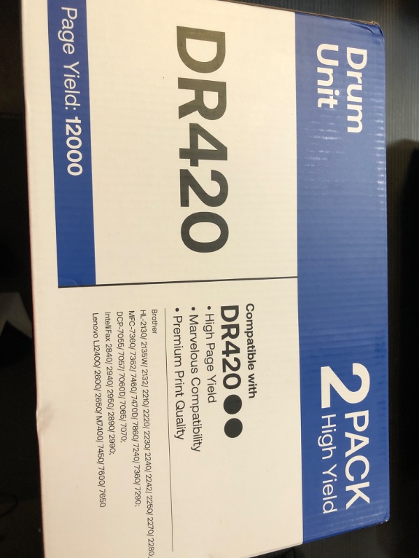 Photo 2 of Kogain DR420 Drum Unit Compatible for Brother DR 420 DR-420 Work with HL-2240 HL-2270DW HL-2280DW HL-2230 MFC-7360N MFC-7860DW DCP-7065DN Intellifax 2840 2940 Printer (2 Pack, NOT Toner), Black
