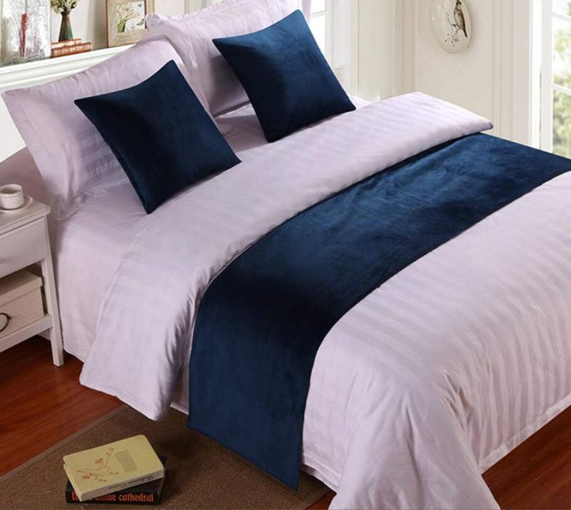 Photo 1 of Mengersi Solid Velvet Bed Runner Scarf Protector Slipcover Bed Decorative Scarf for Bedroom Hotel Wedding Room (King, Navy)
