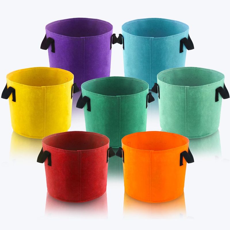 Photo 1 of 10 Gallon Grow Bags, 7 Pack Colorful Fabric Plant Pots with Handles for Garden and Outdoor Planting

