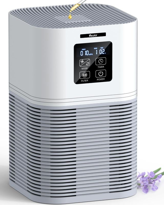 Photo 1 of VEWIOR Air Purifiers for Home, HEPA Air Purifiers for Large Room up to 600 sq.ft, H13 True HEPA Air Filter with Fragrance Sponge 6 Timers Quiet Air Cleaner for Pets Dander Odor Dust Smoke Pollen
