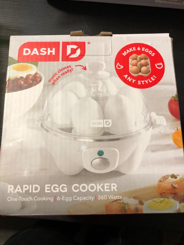 Photo 2 of DASH Rapid Egg Cooker: 6 Egg Capacity Electric Egg Cooker for Hard Boiled Eggs, Poached Eggs, Scrambled Eggs, or Omelets with Auto Shut Off Feature - White (DEC005WH) White Cooker