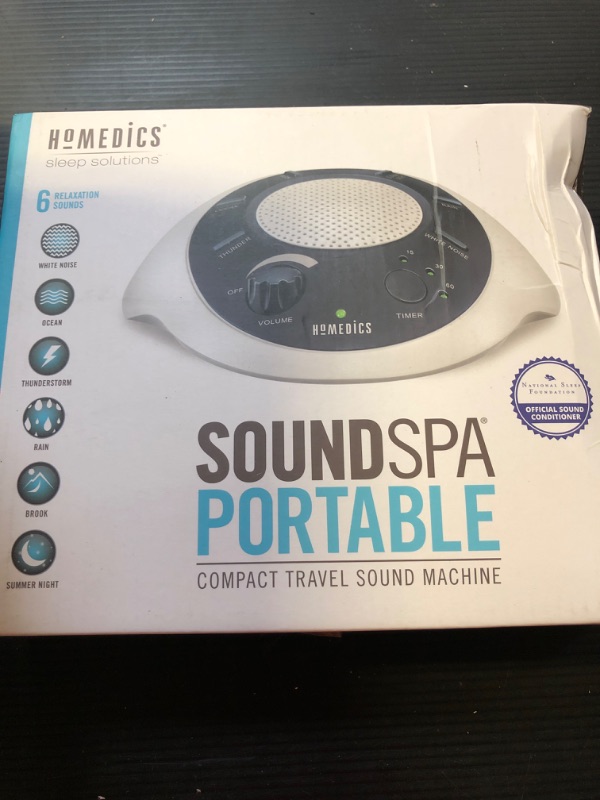 Photo 2 of Homedics SoundSleep White Noise Sound Machine, Blue, Small Travel Sound Machine with 6 Relaxing Nature Sounds, Portable Sound Therapy for Home, Office, Nursery, Auto-Off Timer, By Homedics