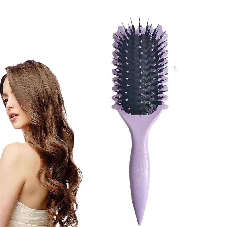 Photo 1 of Curl Defining Brush, Curly Hair Brush Curl Brush for Curly Hair, Curl with Prongs Define Styling Brush, Shaping and Defining Curls For Women Men Less Pulling and Curl Separation (Purple)