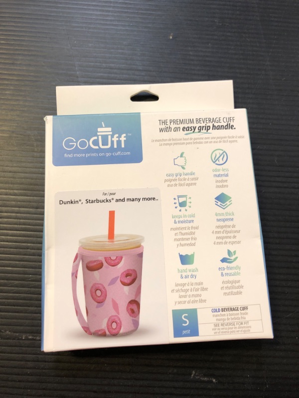 Photo 2 of GoCuff Reusable Hot and Iced Coffee Cup Insulator Sleeve with Handle for Beverages, Soda, Latte, Tea and Neoprene Holder (Small 16 oz, Donut Bliss) Donut Bliss Small:16 - 20 oz