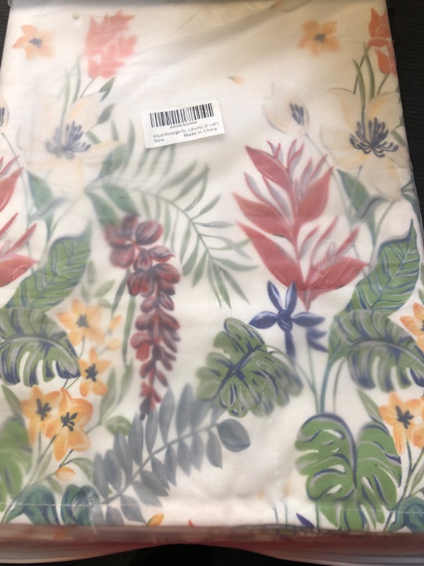 Photo 1 of Floral Table Cloth Rectangle Table Fabric Tablecloth, Cotton Linen Washable Wrinkle Resistant Decorative Table Cover for Patio Kitchen Dining Parties, Indoor Outdoor(55" x 86") Colourful 55" x 86"