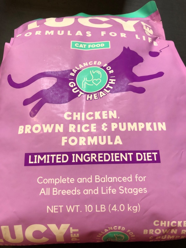 Photo 2 of Exp 4/9/24 Lucy Pet Products Chicken, Brown Rice & Pumpkin, LID Cat Food 10lb 10 lb
