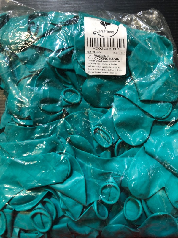 Photo 2 of AFTERLOON® Biodegradable Balloons 100 pcs Turquoise Blue (Tiffany) 12 Inch Heart Shaped, Thickened Extra Strong Natural Latex Helium Float, Proposal Marriage Love Baby Shower Gender Reveal Wedding Pack of 100 Turquoise Blue (Tiffany)