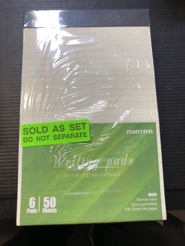 Photo 2 of Mintra Office Legal Pads, ((Basic 6pk - (Green Paper) (5in x 8in (Narrow Ruled), 6pk (Green Tint)) 5in x 8in (Narrow Ruled) 6pk (Green Tint)