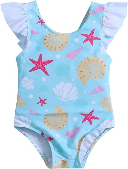 Photo 1 of Newborn Baby Girl Ruffle Swimsuit Infant Toddler One Piece Floral Bikini Beach Bathing Swimwear Set 0-3 Months Yellow White