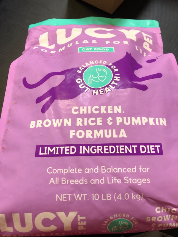 Photo 2 of Exp 4/9/24 Lucy Pet Products Chicken, Brown Rice & Pumpkin, LID Cat Food 10lb 10 lb