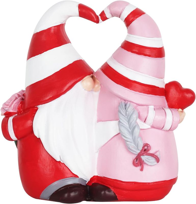 Photo 1 of 2 pack MEETYAMOR Gnomes Figurines, Red & White Valentine's Day Decor, Handmade Decorations for Home, Living Room, Dining Table, Mantle
