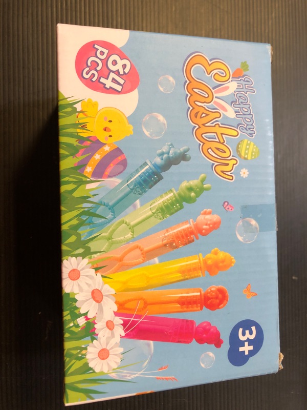 Photo 2 of 84Pcs Easter Day Bubble Wands, Mini Bubble Wands for Party Favors, Easter Colorful Gift Toys for Girls Boys Kids Toddler Adults, Party Bag Stuffers Goodie Bag Filler, Classroom Prizes