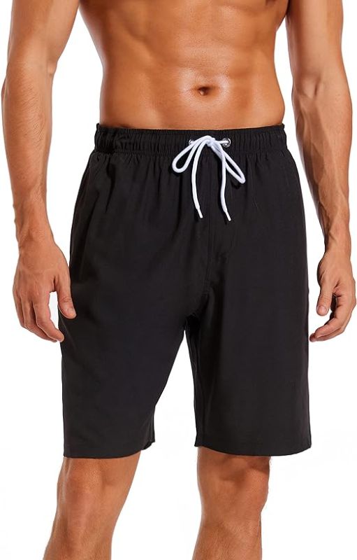 Photo 1 of difficort Mens Swim Trunks with Compression Liner Quick Dry Bathing Suits Shorts with Zipper Pockets
