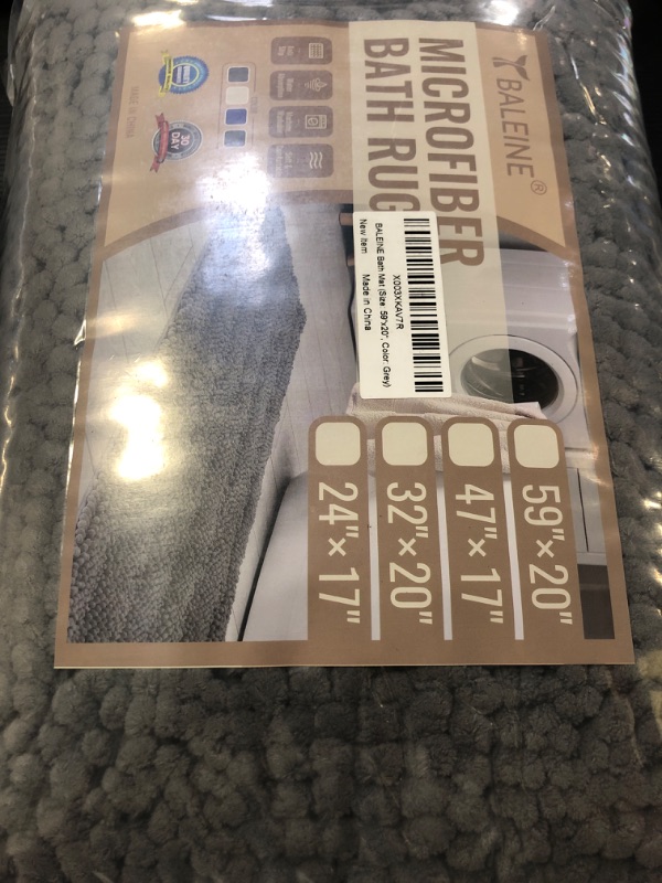 Photo 2 of BALEINE Extra Thick Bathroom Rugs, Luxury Chenille Non-Slip Bath Mats, Soft Plush Shaggy Bath Rug for Bathroom, Machine Washable and Dry (Grey, 59"x20") 59"x20" Grey