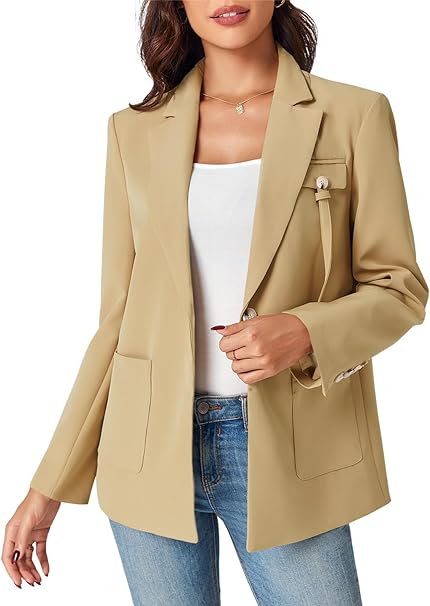 Photo 1 of Cicy Bell Women's Oversized Casual Blazers Open Front Long Sleeve Work Blazer Jackets Large 