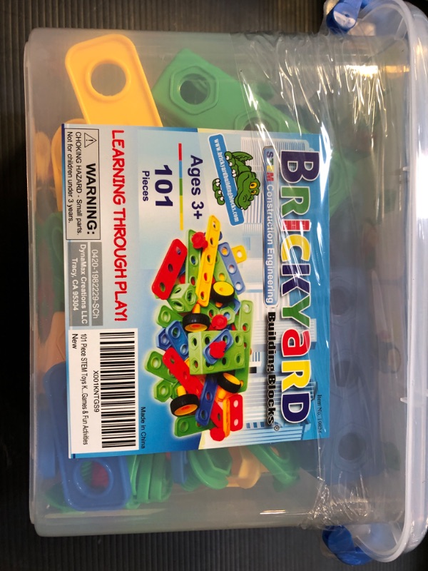 Photo 2 of Brickyard Building Blocks STEM Toys - Educational Building Toys for Kids Ages 4-8 with 101 Pieces, Tools, Design Guide and Toy Storage Box, Gift for Boys & Girls