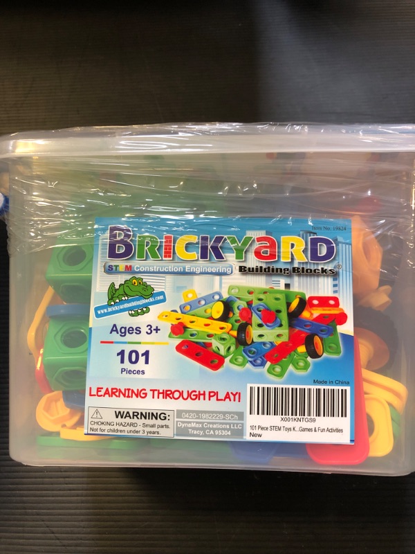 Photo 2 of Brickyard Building Blocks STEM Toys - Educational Building Toys for Kids Ages 4-8 with 101 Pieces, Tools, Design Guide and Toy Storage Box, Gift for Boys & Girls