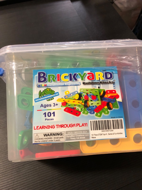 Photo 2 of Brickyard Building Blocks STEM Toys - Educational Building Toys for Kids Ages 4-8 with 101 Pieces, Tools, Design Guide and Toy Storage Box, Gift for Boys & Girls