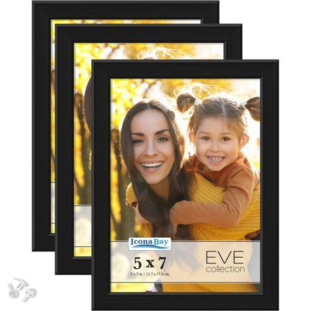 Photo 1 of Icona Bay 5x7 Black Picture Frames 3 PK Eve Tabletop Picture Frames
