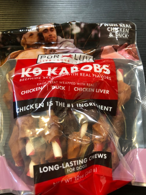 Photo 2 of Exp 4/6/24 Dog Treats, K9 Kabobs for Dogs Made with Real Chicken and Duck, 12 Ounces, Healthy, Easily Digestible, Long-Lasting, High Protein Dog Treat, Satisfies Dog's Urge to Chew Chicken / Duck Kabob