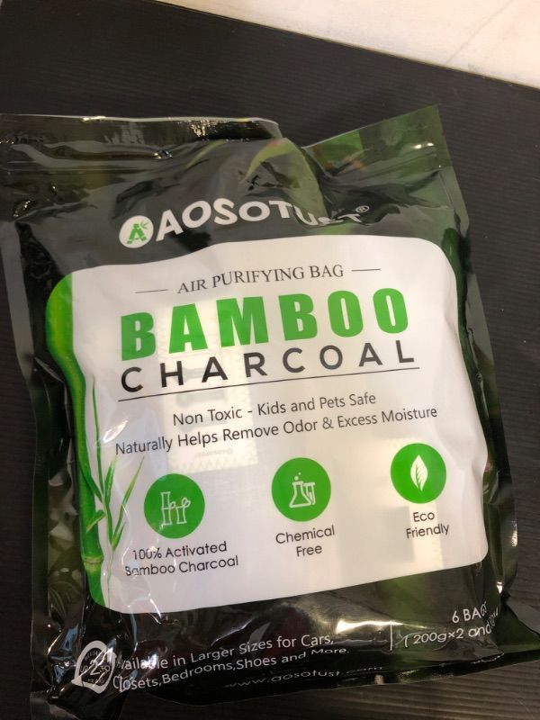 Photo 2 of Bamboo Charcoal Air Purifying Bag 6 Pack, Odor Eliminator for your Locker, Car, Closet, Shoe, Bathroom, Pet Areas, Gym Bag and Office (2x200g, 4x50g)