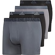 Photo 1 of Size M---adidas Men's Stretch Cotton Boxer Brief Underwear (4-Pack), Black/Onix Grey/Grey, Medium