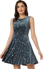 Photo 1 of Size L---Allegra Sleeveless Women's Stars Velvet dRESS