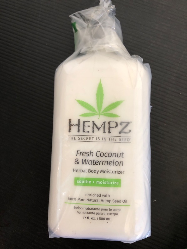 Photo 2 of HEMPZ Body Lotion Fresh Coconut & Watermelon Daily Moisturizing Cream, Shea Butter Hand and Body Moisturizer - Hemp Extract Lotion - Skin Care Products, 100% Pure Organic Hemp Seed Oil - 17 Fl Oz