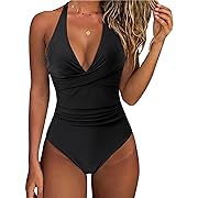 Photo 1 of Size S---SUUKSESS Women Sexy Tummy Control One Piece Swimsuits Halter Push Up Monokini Bathing Suits (Black, S)