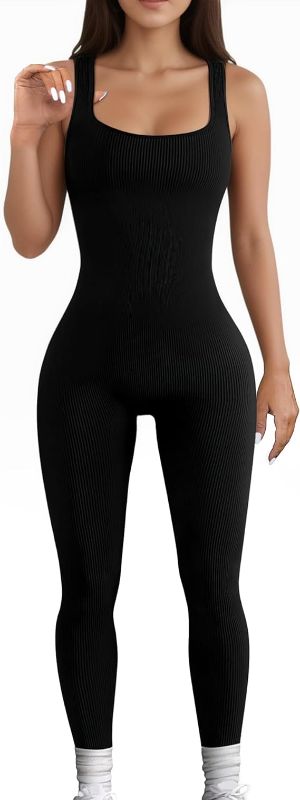 Photo 1 of Size S---Women's Jumpsuit  Workout Seamless Jumpsuits Yoga Ribbed One Piece Tank Tops Rompers Sleeveless Exercise Jumpsuits