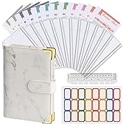 Photo 1 of BiSiViO A6 Budget Binder PU Leather Notebook Binder, Cash Saving Budget Set with Zipper Envelopes,Labels,Budget Sheets,Ruler, Refillable 6 Ring Binder with Magnet