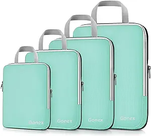 Photo 1 of Gonex Compression Packing Cubes, 4pcs Expandable Storage Travel Luggage Bags Organizers (4 PCS Mint Green)