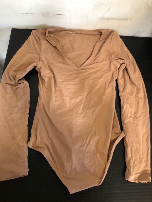 Photo 1 of Size S---Long Sleeve Body Suit Top- Brown 