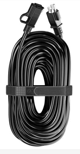 Photo 1 of Indoor Outdoor Black Extension Cord 50 ft Waterproof, 16/3 Gauge Flexible Cold-Resistant Appliance Extension Cord Outside, 13A 1625W 16AWG SJTW, 3 Prong Heavy Duty Electric Cord, ETL HUANCHAIN Black 50FT