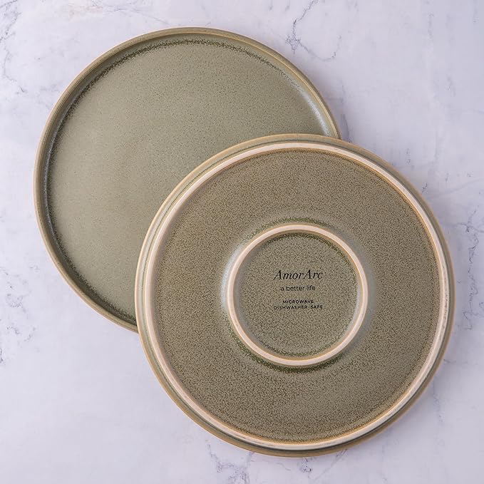 Photo 1 of AmorArc Stoneware Dinner Plates Set of 6, 8 inch Reactive Matte Glaze Ceramic Plates Set -- Microwave and Dishwasher Safe