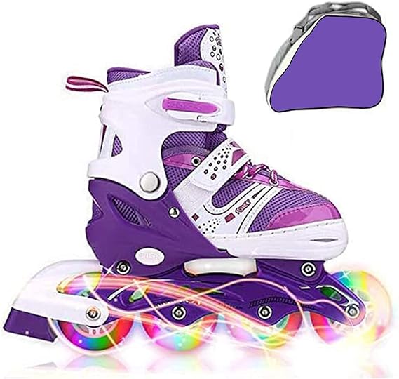 Photo 1 of Kids Adjustable Flashing Inline Skates for Boys, Girls and Adults with Full Light Up Wheels, Outdoor Roller Skates for Kids Beginner Ages 4-12, Men and Women