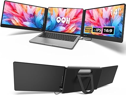 Photo 1 of Laptop Screen Extender, 14” FHD 1080P IPS Portable Monitor for 13.3”-17” Laptop, HDMI/USB-A/Type-C Laptop Monitor Extender with Kickstand, Plug and Play for Mac/Wins/Android/Switch