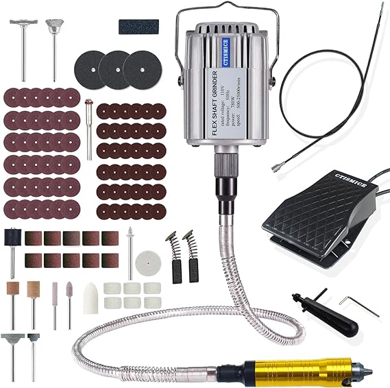 Photo 1 of CTISMICE 780W Flex Shaft Rotary Tool, 500-25000RPM Flexible Shaft Grinder Kits with Variable Speed Foot Pedal and 110pcs Accessories for Grinding Polishing Sanding Deburring Cutting Buffing Finishing