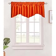 Photo 1 of JINLEI Blackout Window Valance for Kitchen Rod Pocket Scalloped Valance Short Curtain 52 x 18 Inches Bright Orange 1 Panel