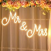 Photo 1 of Kittmip Mr and Mrs Neon Sign for Wedding Neon Light LED Backdrop Wall Decor USB Mr and Mrs Sign Wedding Reception Decoration