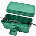 Photo 1 of Small Weatherproof Electrical Connection Box, Outdoor Electrical Box,Waterproof Extension Cord Covers for Timers, Extension Cables, Holiday Lights,7.87 x 3.93 x 3.15inch,Green
