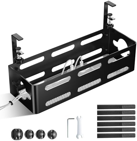 Photo 1 of Under Desk Cable Management Tray, Cinati Cable Management Under Desk No Drill,