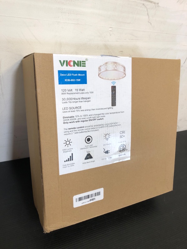 Photo 1 of VICNIE Flush Mount Ceiling Light with Remote Control,Dimmable 3000K-6500K Ceiling Light Fixture,12 Inch LED Light Fixtures Ceiling Mount