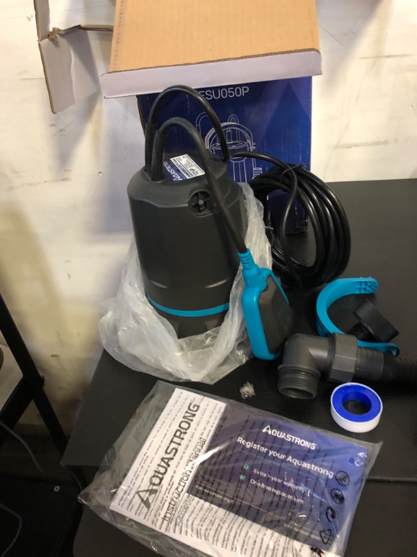 Photo 2 of Aquastrong 1/2HP Utility Pump 3159GPH Submersible Water Pump with Float Switch, Draining Flooded Basement, Pool, Hot Tub, Pond, Garden Irrigation, 19ft Cord