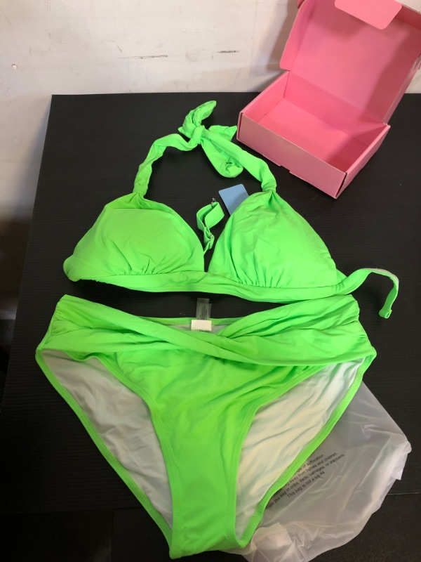 Photo 1 of Size L--Neck Knot Solid Color Bikini Set