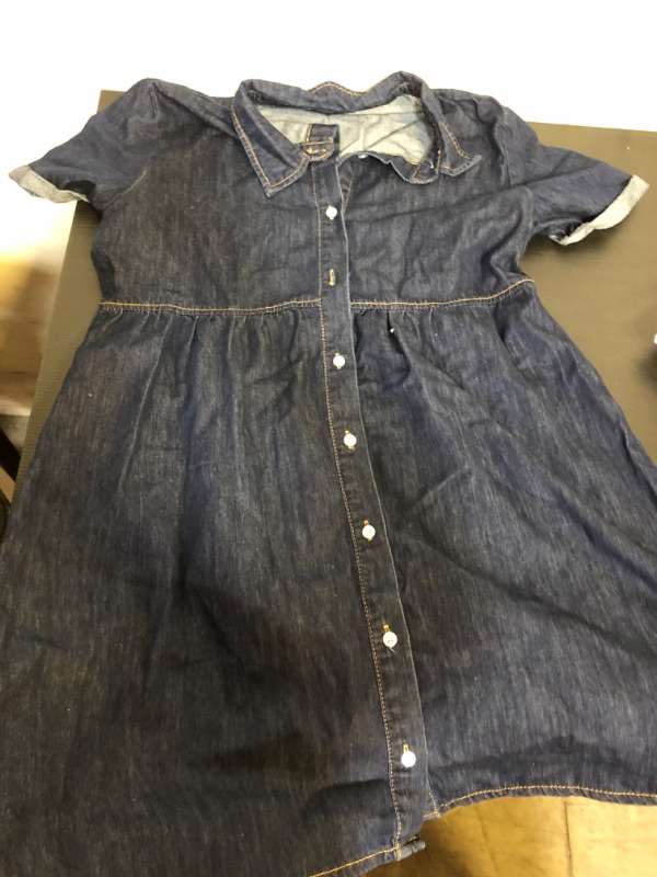 Photo 1 of Size M--Dress for Women with Pockets Short Sleeve Babydoll Denim Shirt Dresses