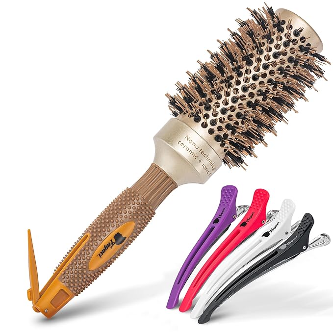 Photo 1 of  Professional Round Brush for Blow Drying with Natural Boar Bristle, Round Brush | Nano Technology Ceramic + Ionic for Hair Styling