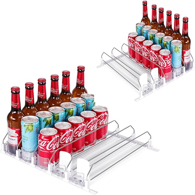 Photo 1 of  Drink Organizer for Fridge Self-Sliding Soda Can Dispenser Beer Storage for Refrigerator with Adjustable Pusher Glide 