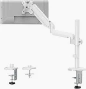 Photo 1 of ErgoFocus Single Monitor Mount Arm Fits Monitor up to 32 Inch, Monitor Desk Mount Holds 4.4-19.8lbs Computer Screen, Full Motion Gas Spring Monitor Desk Mount, VESA Mount, White